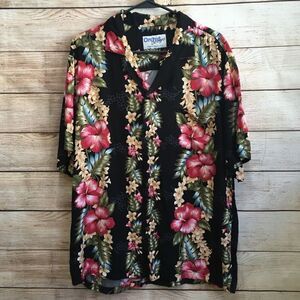 VINTAGE‎ ORCHID DESIGNS HAWAIIAN SHIRT IN BLACK FLORAL